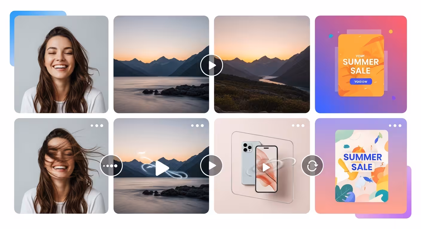 Before and after examples of image to video transformations